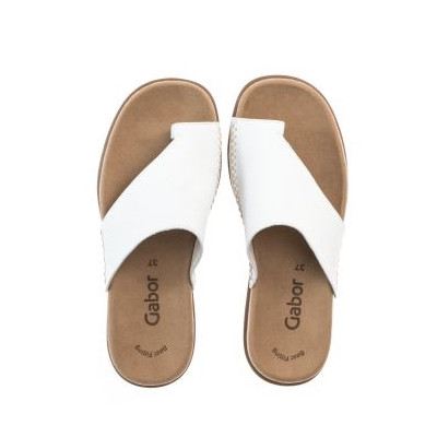 Mule entre-doigt en cuir blanc | Grande taille femme | GABOR