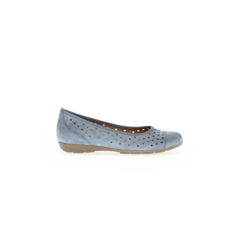 ballerine ajourée nubuck bleu ciel  | Grande taille femme | Gabor