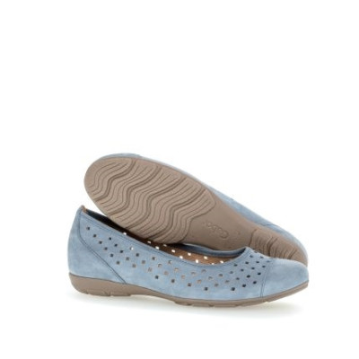ballerine ajourée nubuck bleu ciel  | Grande taille femme | Gabor