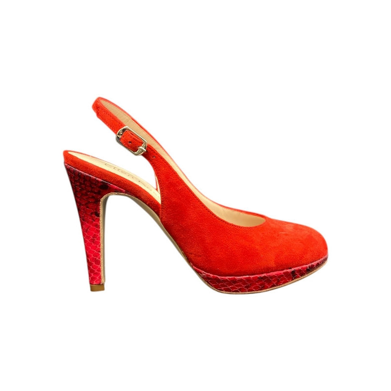 Sandale bout fermé velours rouge| petite taille femme | Ellen Kassel