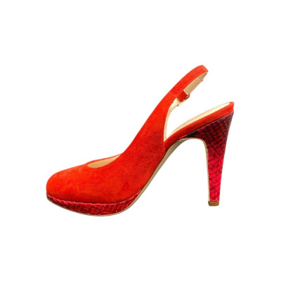 Sandale bout fermé velours rouge| petite taille femme | Ellen Kassel