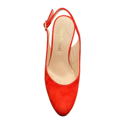 Sandale bout fermé velours rouge| petite taille femme | Ellen Kassel