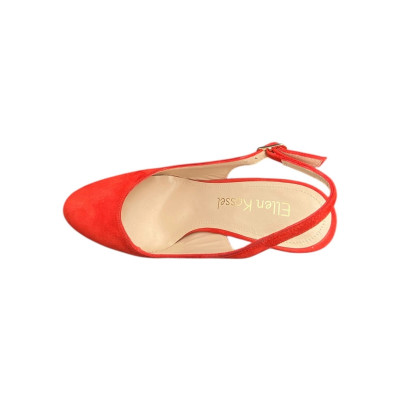 Sandale bout fermé velours rouge| petite taille femme | Ellen Kassel