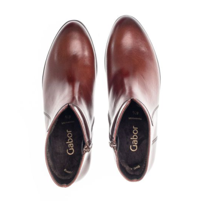 Bottine en cuir cognac avec un talon large | Grande pointure femme |GABOR