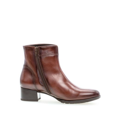 Bottine en cuir cognac avec un talon large | Grande pointure femme |GABOR