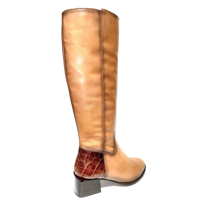 Botte en cuir cognac à petite talon | Petite pointure femme | Softwaves