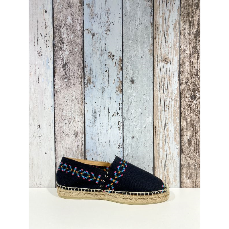 Espadrille noire avec des motifs| Grande taille femme| Don Quichosse