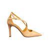 Escarpin talon fin et haut en cuir Camel en petite taille femme