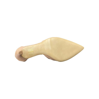 Escarpin talon fin et haut en cuir Camel en petite taille femme