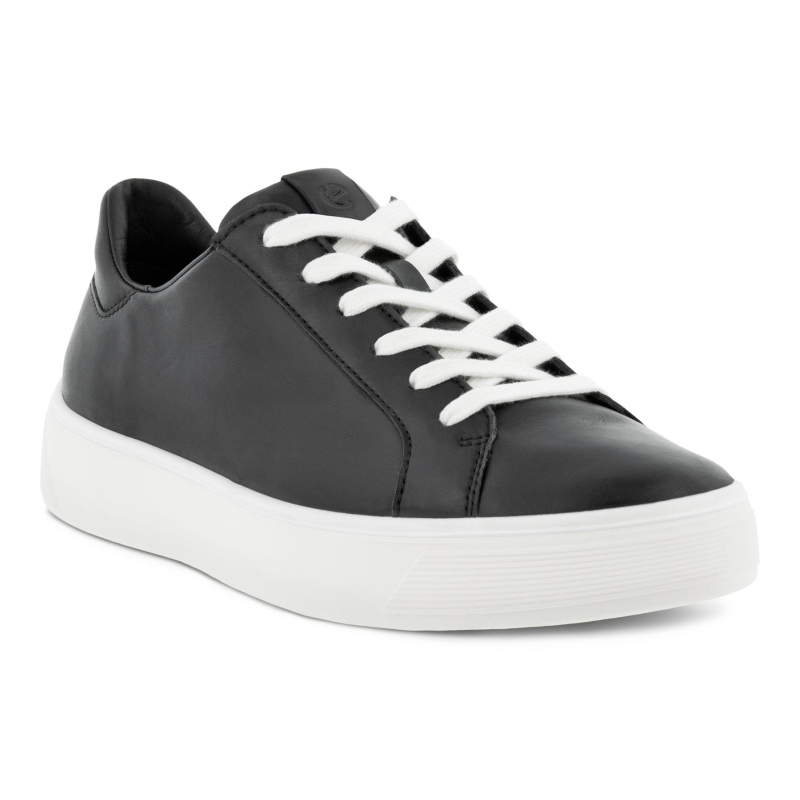 Basket à lacets en cuir noir semelle blanche | Petite taille homme | ECCO