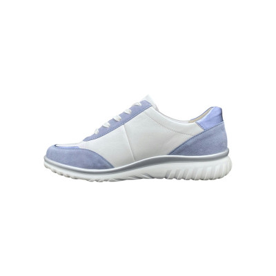 tennis de ville cuir blanc et bleu| grande pointure femme | SEMLER