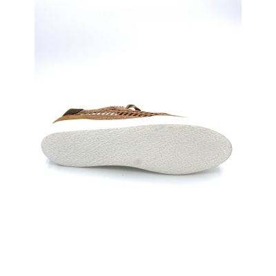 Chaussures basket en raphia et cuir suédé cognac | Grande pointure femme | Softwaves