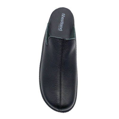 Chausson mule en cuir noir | Grande taille femme | WESTLAND