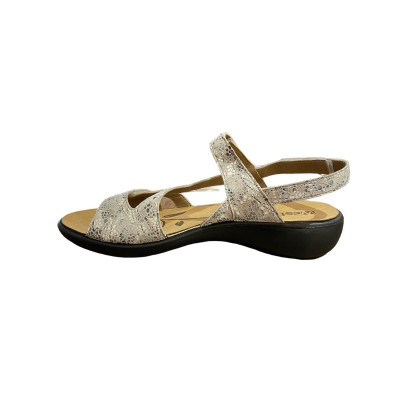 Sandale confort avec 3 velcros en cuir beige|Grande taille femme|Westland