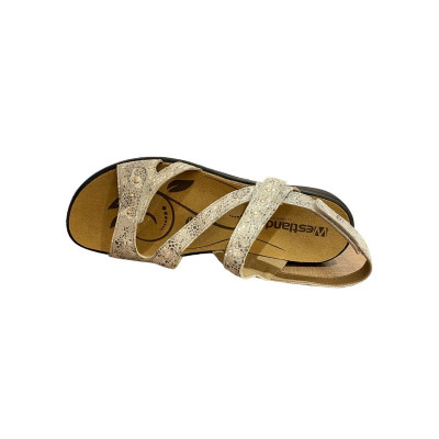Sandale confort avec 3 velcros en cuir beige|Grande taille femme|Westland