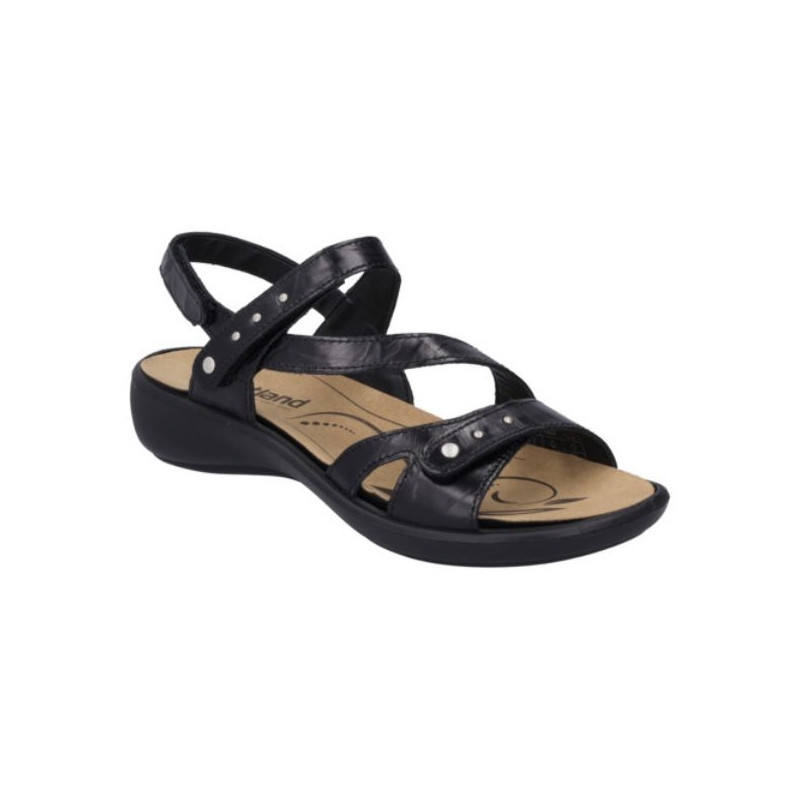 Sandale à 3 réglages en cuir noir| Grande taille femme | Westland