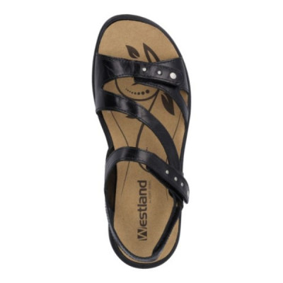 Sandale à 3 réglages en cuir noir| Grande taille femme | Westland