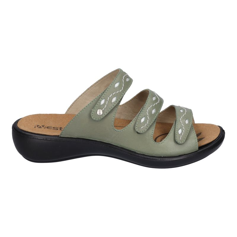 Mule velcro en cuir vert tilleul | Grande taille femme | Westland