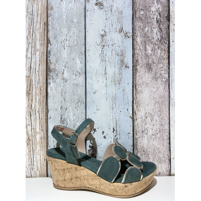 Sandale sur talon compensé recouvert liège en Petite Taille Femme