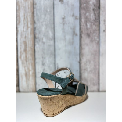 Sandale sur talon compensé recouvert liège en Petite Taille Femme