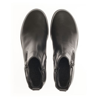 Boots en cuir noir à talon plat et petite boucle | Grande pointure femme | GABOR