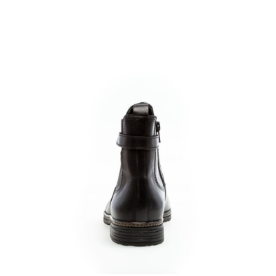 Boots en cuir noir à talon plat et petite boucle | Grande pointure femme | GABOR