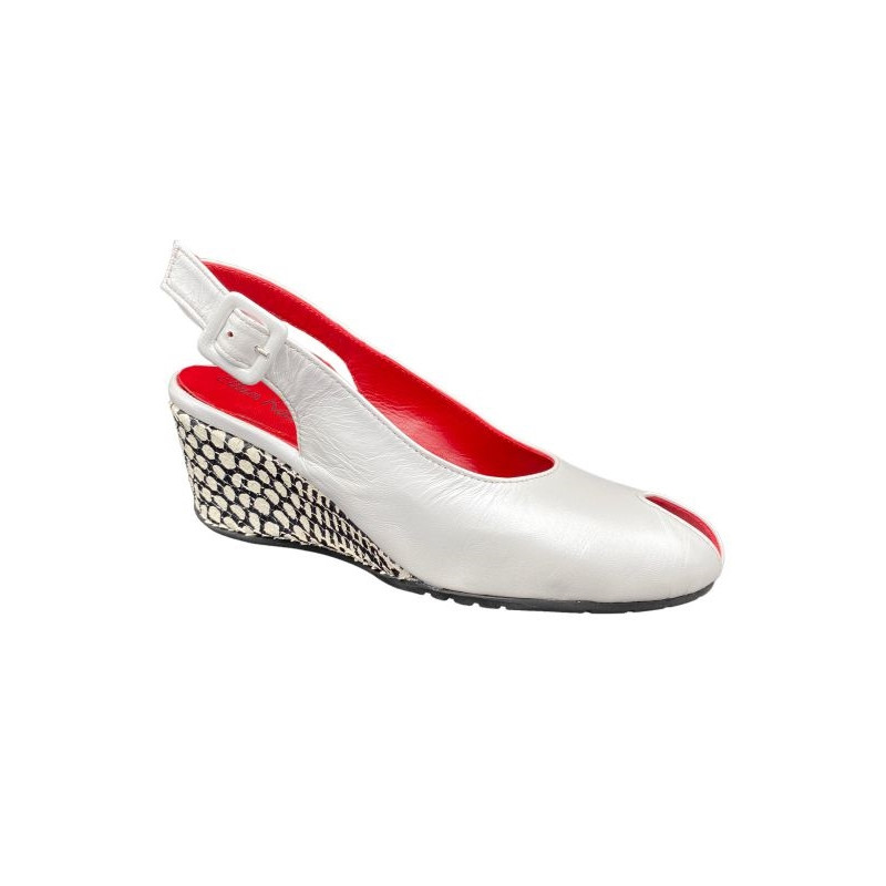 Sandale compensée sachetto en cuir blanc en Petite Taille Femme