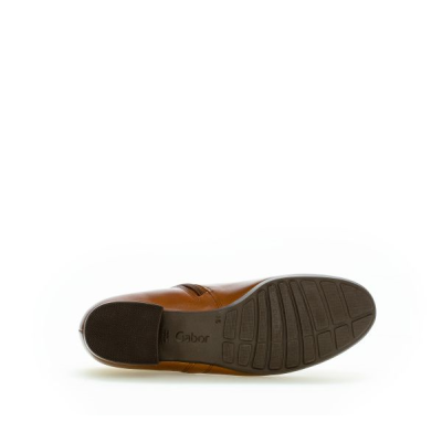 Chaussure bottine en cuir cognac à petit talon | Grande taille femme | GABOR