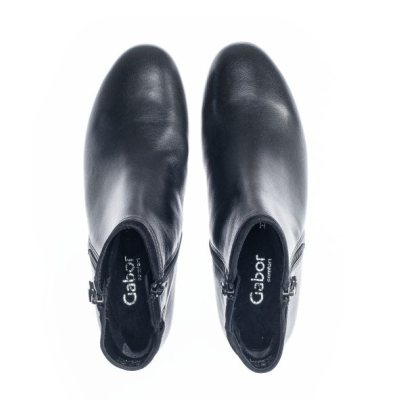 Bottine large à zip en cuir noir | Grande taille femme | Gabor