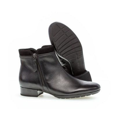 Bottine large à zip en cuir noir | Grande taille femme | Gabor