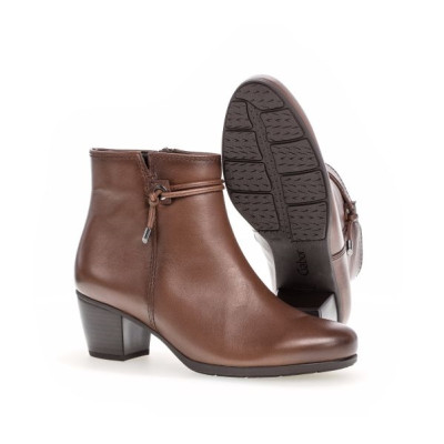 Bottine habillée à talon en cuir marron | Grande taille femme | Gabor