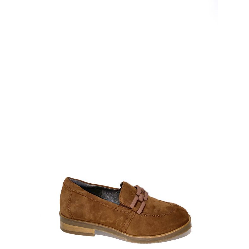 Chaussure mocassin en velours cuir cognac| Petite pointure femme | SOFTWAVES