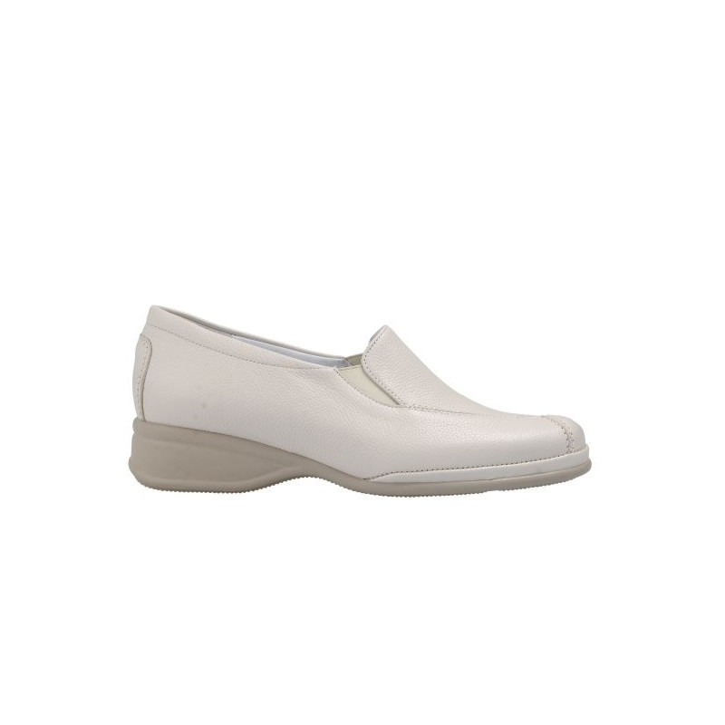 Mocassin cuir crème grande largeur  | Petite taille femme | Semler