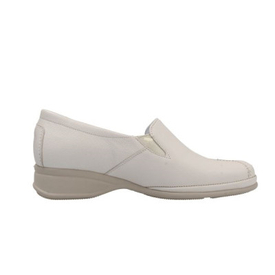 Mocassin cuir crème grande largeur  | Petite taille femme | Semler