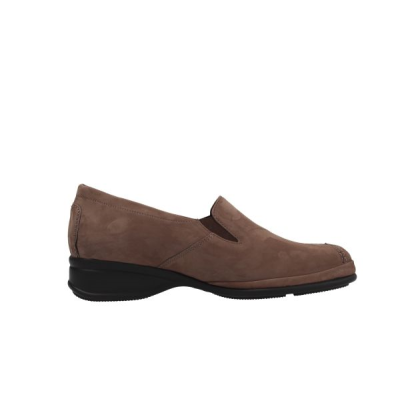 Mocassin cuir taupe grande largeur  | Petite taille femme | Semler
