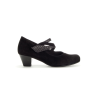Escarpin large avec bride en velours cuir noir | Grande pointure femme | Gabor