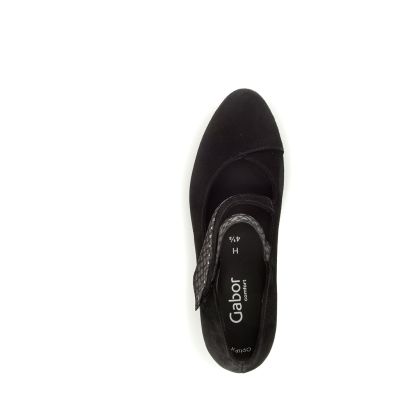 Escarpin large avec bride en velours cuir noir | Grande pointure femme | Gabor
