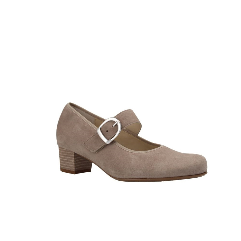 Escarpins babies chèvre-velours camel 1 velcro|Petite taille femme|Semler