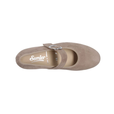 Escarpins babies chèvre-velours camel 1 velcro|Petite taille femme|Semler