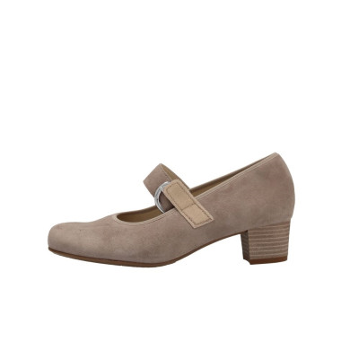 Escarpins babies chèvre-velours camel 1 velcro|Petite taille femme|Semler