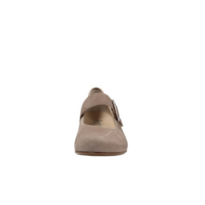 Escarpins babies chèvre-velours camel 1 velcro|Petite taille femme|Semler