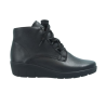 Boots à lacets en cuir lisse noir en Petite Taille Femme