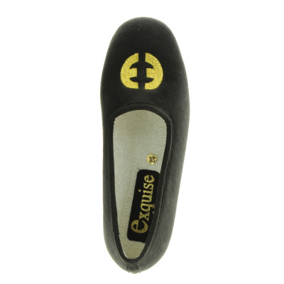 Chausson noir en alcantara lavable noir  | Petite pointure femme | EXQUISE