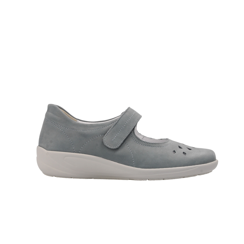 Ballerine confort à scratch en nubuck bleu ciel | Petite pointure femme | Semler