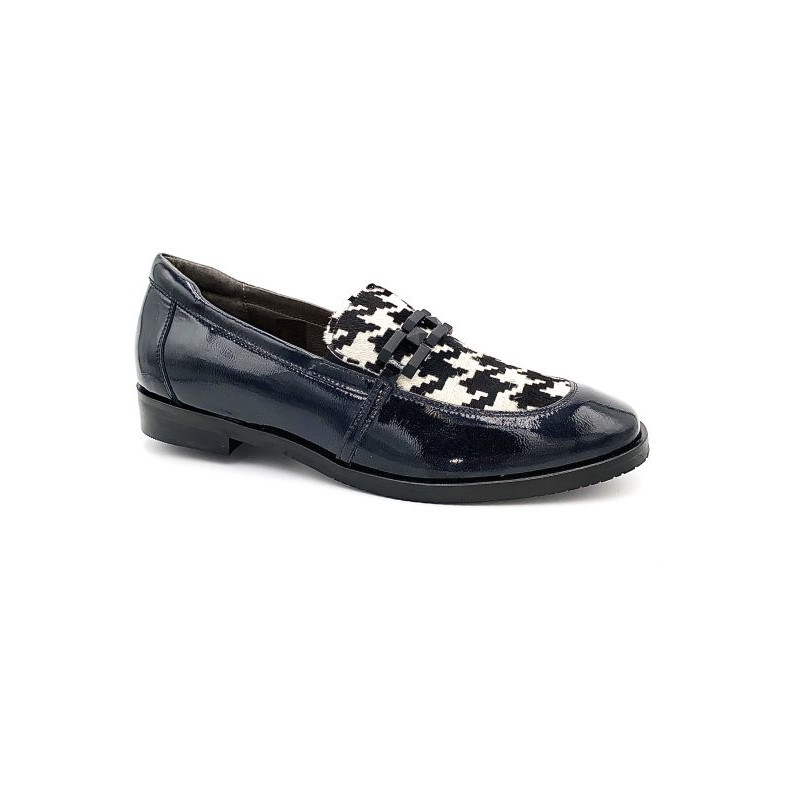 Mocassin de ville habillé en cuir noir et blanc | Grande taille femme | Softwaves