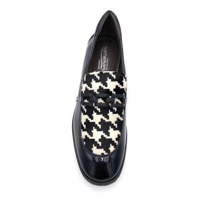 Mocassin de ville habillé en cuir noir et blanc | Grande taille femme | Softwaves