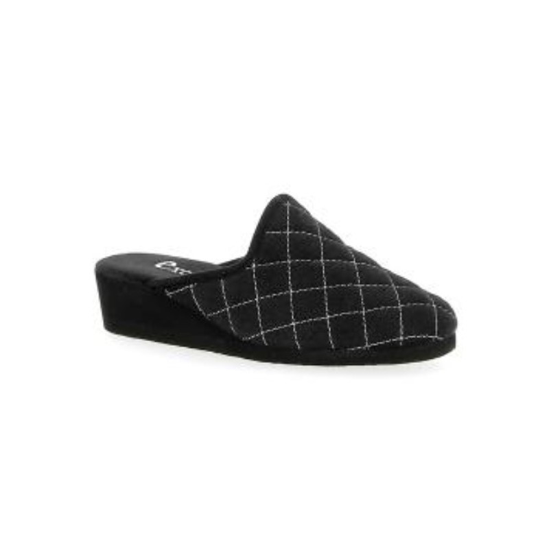 Mule matelassée compensée en alcantara noir | Petite pointure femme | Exquise