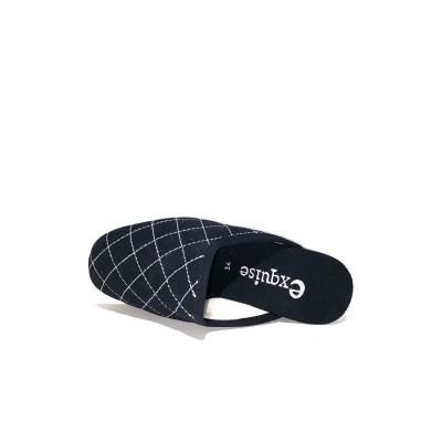 Mule matelassée compensée en alcantara noir | Petite pointure femme | Exquise