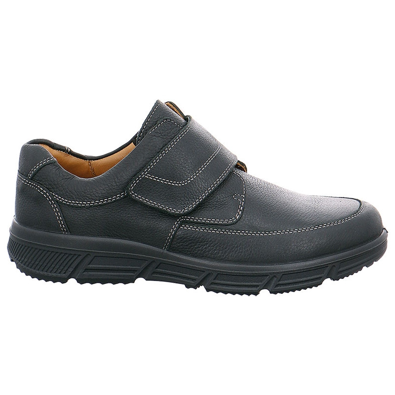 Tennis confort à velcro cuir noir  | Grande taille Homme| Jomos