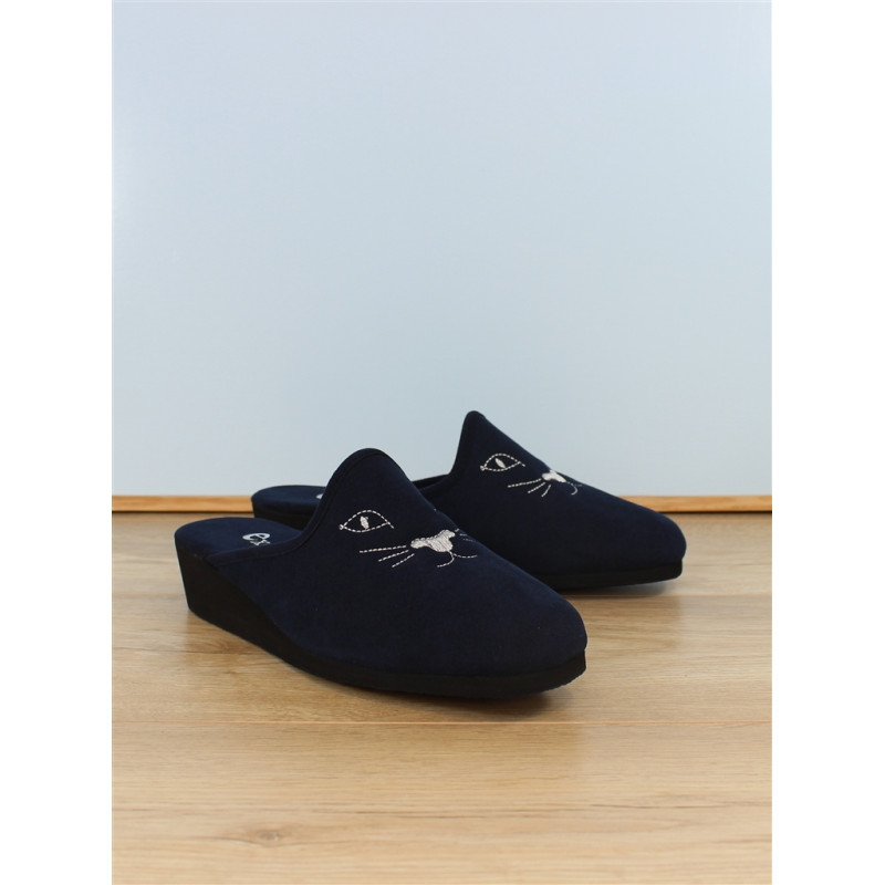 Chausson compensé alcantara lavable marine | Grande taille Femme | EXQUISE